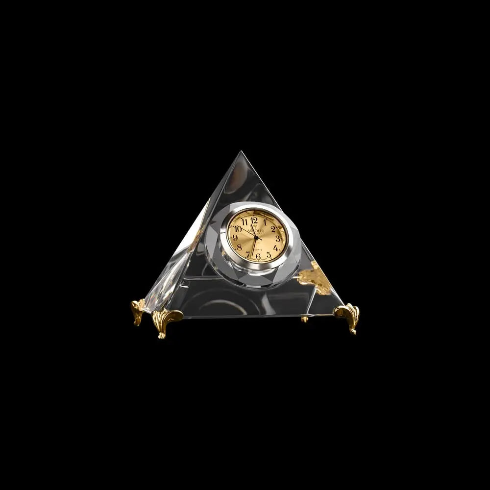 Asfour Pyramid Crystal Clock