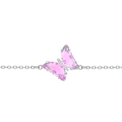 Asfour Creations Chain Bracelet With Rose Butterfly In 925 Sterling Silver-BD0148-O