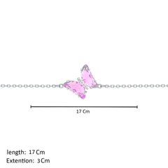 Asfour Creations Chain Bracelet With Rose Butterfly In 925 Sterling Silver-BD0148-O