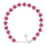 Asfour Creations Tennis Bracelet With Ruby Hearts Design In 925 Sterling Silver-BD0322-R