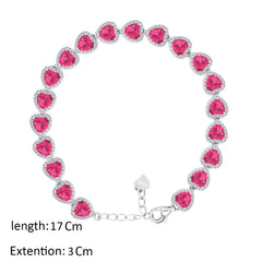 Asfour Creations Tennis Bracelet With Ruby Hearts Design In 925 Sterling Silver-BD0322-R