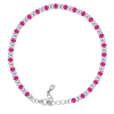 Asfour Creations Tennis Bracelet With Turquoise Pear & Emerald Zircon In 925 Sterling Silver