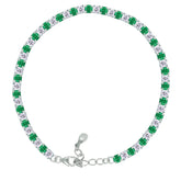 Asfour Creations Tennis Bracelet With Turquoise Pear & Emerald Zircon In 925 Sterling Silver