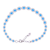 Asfour Creations Tennis Bracelet With Turquoise Pear & Emerald Zircon In 925 Sterling Silver