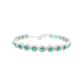 Asfour Creations Tennis Bracelet With Turquoise Pear & Emerald Zircon In 925 Sterling Silver