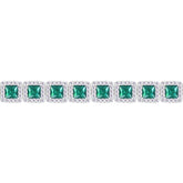 Asfour Creations Tennis Bracelet With Turquoise Pear & Emerald Zircon In 925 Sterling Silver