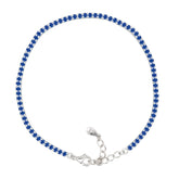 Asfour Creations Tennis Bracelet With Turquoise Pear & Emerald Zircon In 925 Sterling Silver