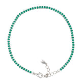 Asfour Creations Tennis Bracelet With Turquoise Pear & Emerald Zircon In 925 Sterling Silver