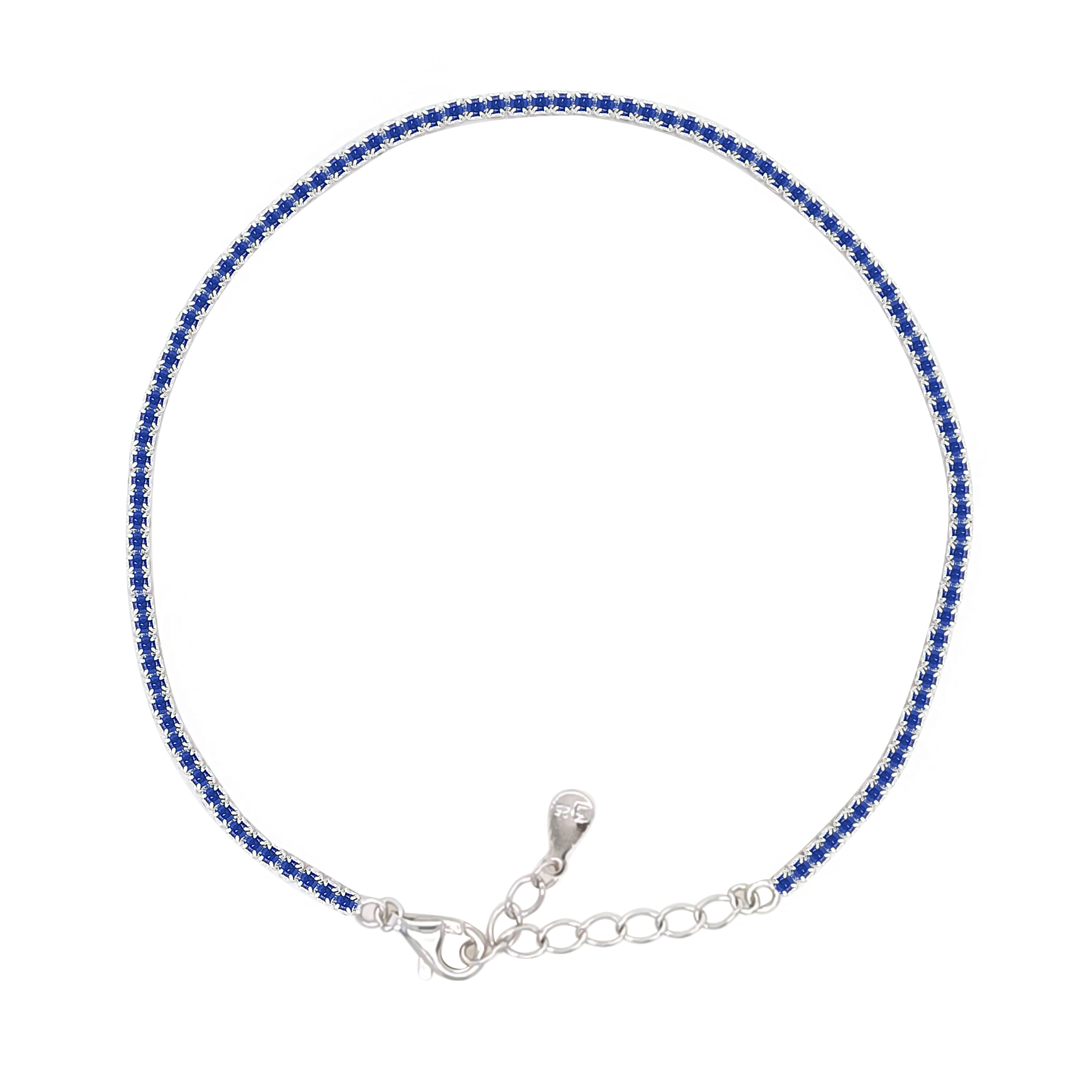 Asfour Creations Tennis Bracelet With Turquoise Pear & Emerald Zircon In 925 Sterling Silver