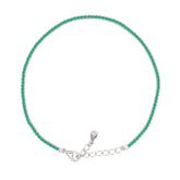 Asfour Creations Tennis Bracelet With Turquoise Pear & Emerald Zircon In 925 Sterling Silver
