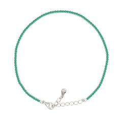 Asfour Creations Tennis Bracelet With Turquoise Pear & Emerald Zircon In 925 Sterling Silver