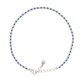 Asfour Creations Tennis Bracelet With Turquoise Pear & Emerald Zircon In 925 Sterling Silver