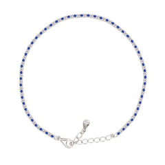 Asfour Creations Tennis Bracelet With Turquoise Pear & Emerald Zircon In 925 Sterling Silver