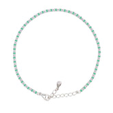 Asfour Creations Tennis Bracelet With Turquoise Pear & Emerald Zircon In 925 Sterling Silver