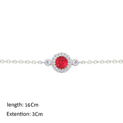 Asfour Creations Chain Bracelet With Ruby Round Design In 925 Sterling Silver-BM0153-WR