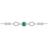 Asfour Creations Tennis Bracelet With Turquoise Pear & Emerald Zircon In 925 Sterling Silver