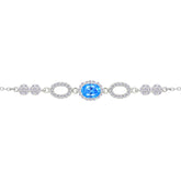 Asfour Creations Tennis Bracelet With Turquoise Pear & Emerald Zircon In 925 Sterling Silver