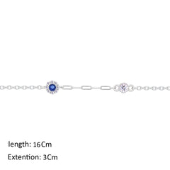 Asfour Creations Chain Bracelet With Blue Zircon Stone In 925 Sterling Silver-BM0160-WB