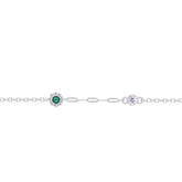 Asfour Creations Tennis Bracelet With Turquoise Pear & Emerald Zircon In 925 Sterling Silver