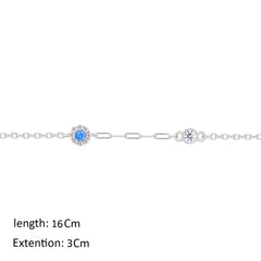 Asfour Creations Chain Bracelet With Aquamarine Zircon Stone In 925 Sterling Silver-BM0160-WM