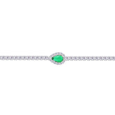Asfour Creations Tennis Bracelet With Turquoise Pear & Emerald Zircon In 925 Sterling Silver