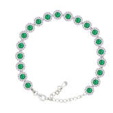 Asfour Creations Tennis Bracelet With Turquoise Pear & Emerald Zircon In 925 Sterling Silver