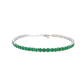 Asfour Creations Tennis Bracelet With Turquoise Pear & Emerald Zircon In 925 Sterling Silver