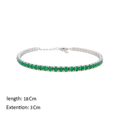 Asfour Creations Tennis Bracelet With Emerald Round Design In 925 Sterling Silver-BM0166-G
