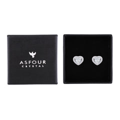 Asfour Creations Stud Earrings With Heart Design In 925 Sterling Silver-EM0130