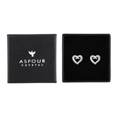 Asfour Creations Stud Earrings With Heart Design In 925 Sterling Silver-EM0136