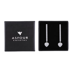 Asfour Creations Stud Earrings With Drop Heart Design In 925 Sterling Silver-EM0137