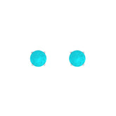 Asfour Creations Hoop Earrings With Halo Turquoise Round Stone In 925 Sterling Silver-ED0124-GC