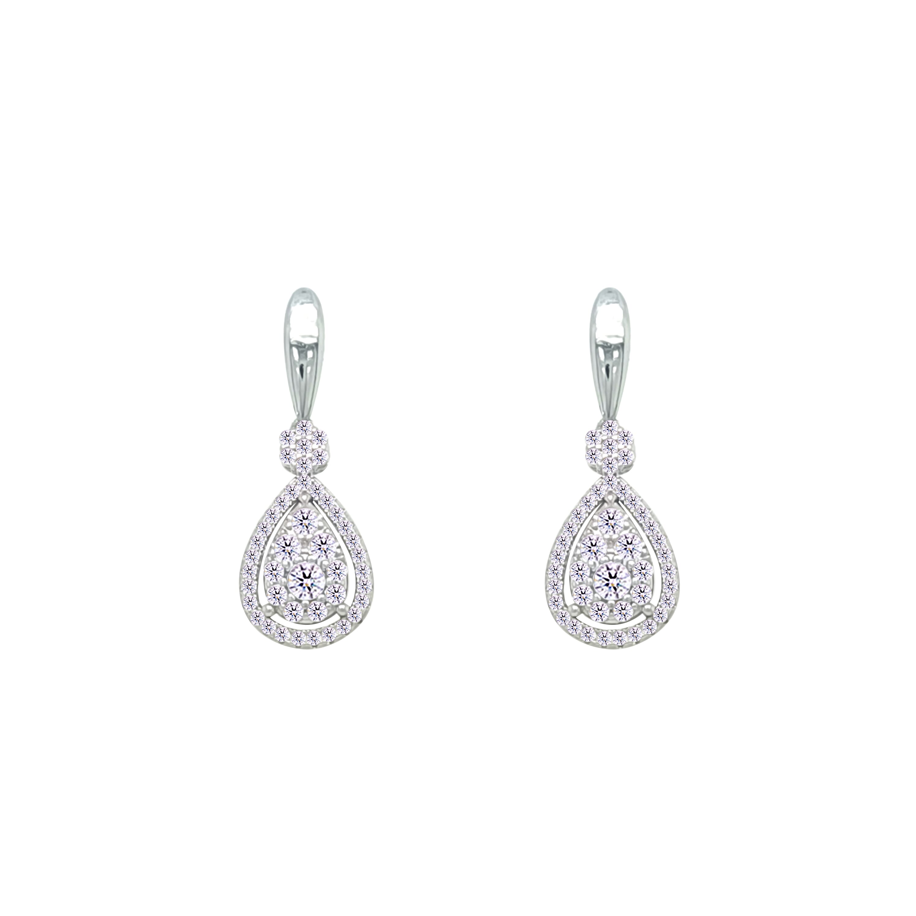 Asfour Creations Hoop Earrings With Halo Turquoise Round Stone In 925 Sterling Silver-ED0124-GC