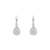 Asfour Creations Hoop Earrings With Halo Turquoise Round Stone In 925 Sterling Silver-ED0124-GC