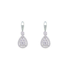 Asfour Creations Hoop Earrings With Halo Turquoise Round Stone In 925 Sterling Silver-ED0124-GC