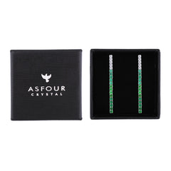 Asfour Creations Drop Earring With Gradient Emerald Zircon Stones In 925 Sterling Silver-EM0143-GXLG
