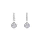 Asfour Creations Hoop Earrings With Halo Turquoise Round Stone In 925 Sterling Silver-ED0124-GC