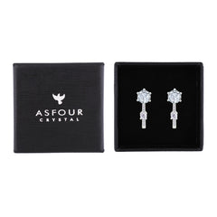 Asfour Creations Latch Back Earring With Round Design In 925 Sterling Silver-EM0151