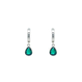 Asfour Creations Hoop Earrings With Halo Turquoise Round Stone In 925 Sterling Silver-ED0124-GC