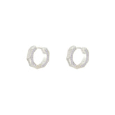 Asfour Creations Hoop Earrings With Halo Turquoise Round Stone In 925 Sterling Silver-ED0124-GC