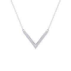 Asfour Creations Chain Necklace With V Shape Pendant In 925 Sterling Silver-ND0456