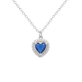 Asfour Creations Chain Necklace With Blue Heart Pendant In 925 Sterling Silver-ND0461-B