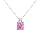 Asfour Creations Box Chain Necklace With Rose Emerald Pendant In 925 Sterling Silver-ND0558-O