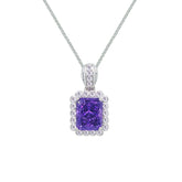 Asfour Creations Box Chain Necklace With Tenzanite Emerald Pendant In 925 Sterling Silver-ND0568-N5