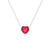Asfour Creations Chain Necklace With Ruby Heart Pendant In 925 Sterling Silver-NM0074-R