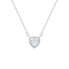 Asfour Creations Chain Necklace With Heart Pendant In 925 Sterling Silver-NM0089