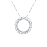 Asfour Creations Chain Necklace With Hollow Round Pendant In 925 Sterling Silver-NM0096