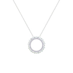 Asfour Creations Chain Necklace With Hollow Round Pendant In 925 Sterling Silver-NM0096
