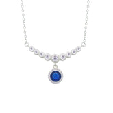 Asfour Creations Chain Necklace With Blue Round Design In 925 Sterling Silver-NM0097-WB