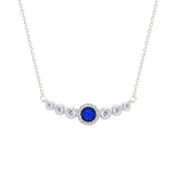 Asfour Creations Chain Necklace With Blue Round Design In 925 Sterling Silver-NM0098-WB